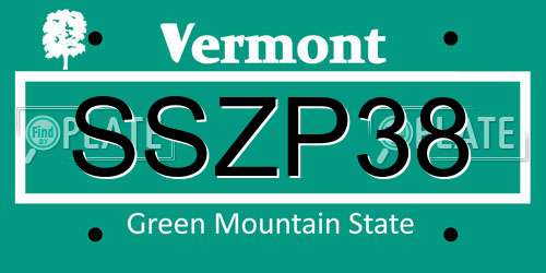 SSZP38 Vermont License Plate