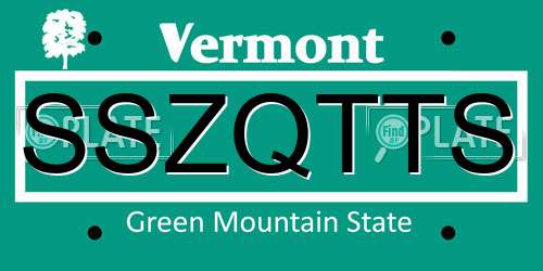 SSZQTTS Vermont License Plate