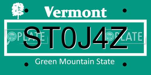 ST0J4Z Vermont License Plate