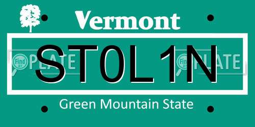 ST0L1N Vermont License Plate