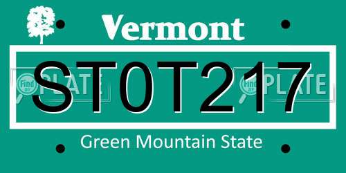 ST0T217 Vermont License Plate