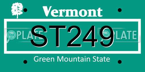 ST249 Vermont License Plate
