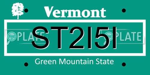 ST2I5I Vermont License Plate
