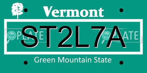 ST2L7A Vermont License Plate