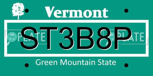 ST3B8P Vermont License Plate