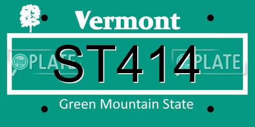 ST414 Vermont License Plate