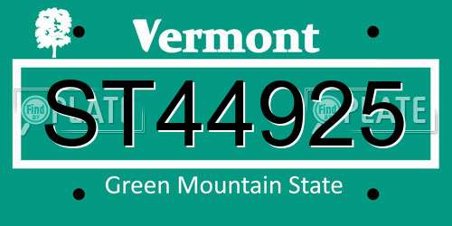 ST44925 Vermont License Plate