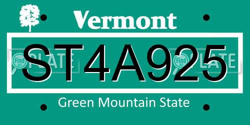 ST4A925 Vermont License Plate