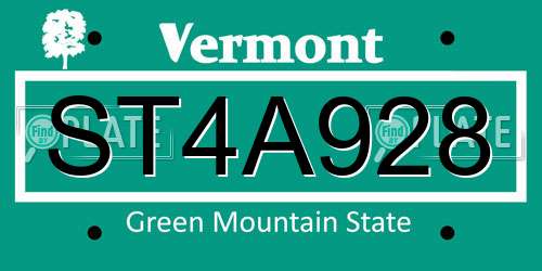 ST4A928 Vermont License Plate