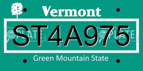 ST4A975 Vermont License Plate