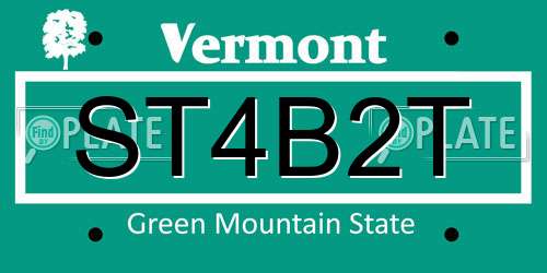 ST4B2T Vermont License Plate