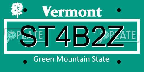 ST4B2Z Vermont License Plate