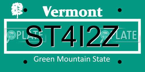 ST4I2Z Vermont License Plate