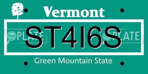 ST4I6S Vermont License Plate