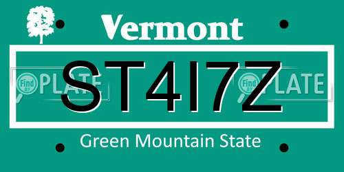 ST4I7Z Vermont License Plate