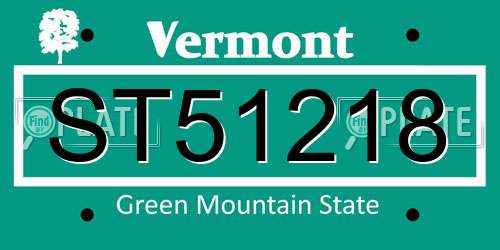 ST51218 Vermont License Plate