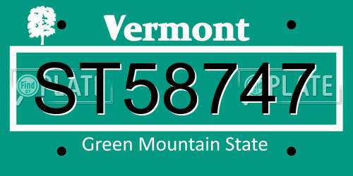 ST58747 Vermont License Plate