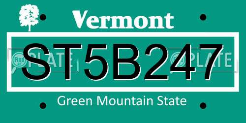 ST5B247 Vermont License Plate