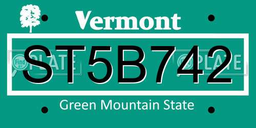 ST5B742 Vermont License Plate
