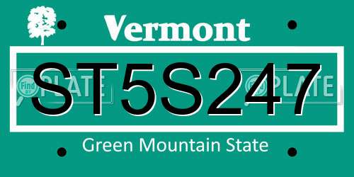 ST5S247 Vermont License Plate