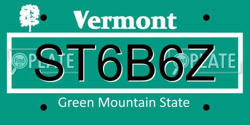 ST6B6Z Vermont License Plate