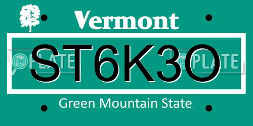 ST6K3O Vermont License Plate