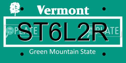 ST6L2R Vermont License Plate