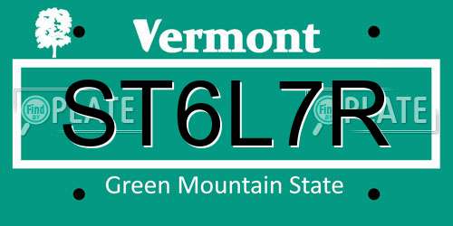 ST6L7R Vermont License Plate