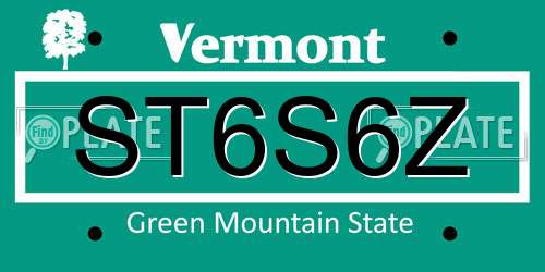 ST6S6Z Vermont License Plate