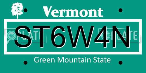 ST6W4N Vermont License Plate