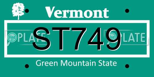 ST749 Vermont License Plate