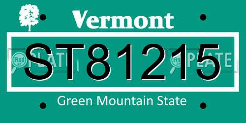 ST81215 Vermont License Plate