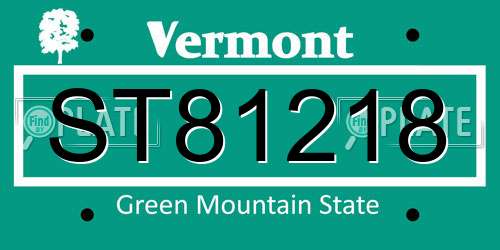 ST81218 Vermont License Plate