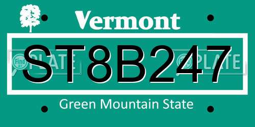 ST8B247 Vermont License Plate