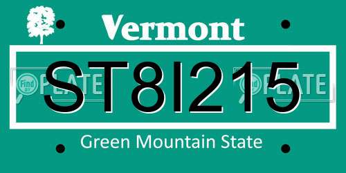 ST8I215 Vermont License Plate