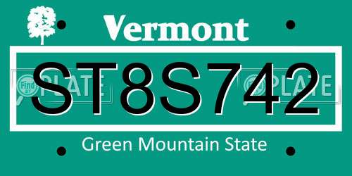 ST8S742 Vermont License Plate