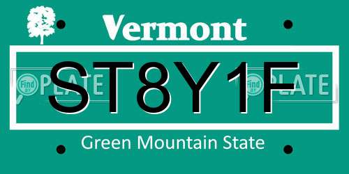 ST8Y1F Vermont License Plate