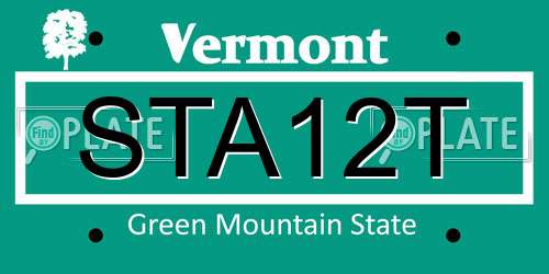 STA12T Vermont License Plate