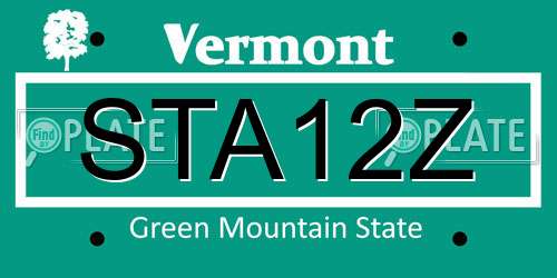 STA12Z Vermont License Plate