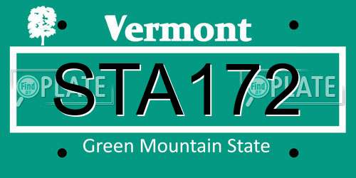STA172 Vermont License Plate