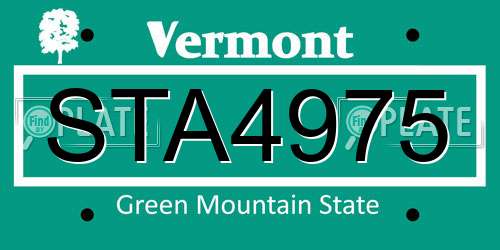 STA4975 Vermont License Plate