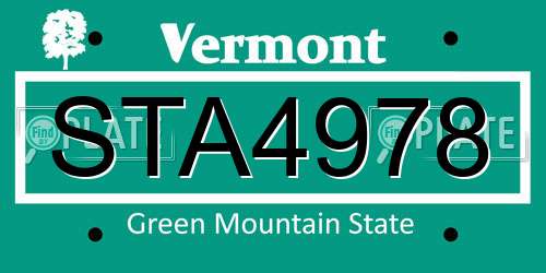 STA4978 Vermont License Plate