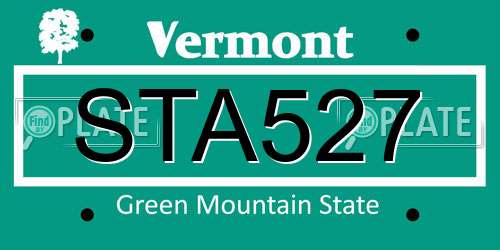STA527 Vermont License Plate