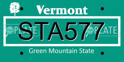 STA577 Vermont License Plate