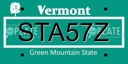 STA57Z Vermont License Plate