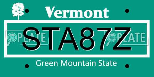 STA87Z Vermont License Plate