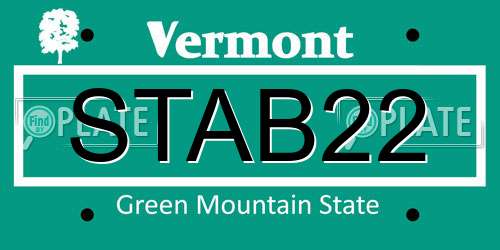 STAB22 Vermont License Plate