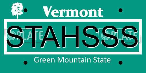 STAHSSS Vermont License Plate