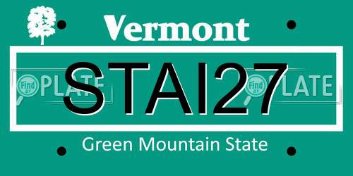 STAI27 Vermont License Plate