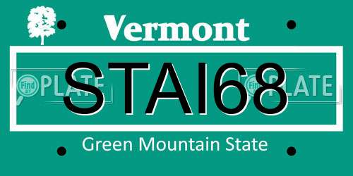STAI68 Vermont License Plate